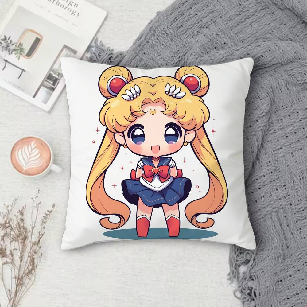 S-Sailor Moon Double-Sided Printed Square Pillow Cover Decorative Cushion Cover For Sofa Bedroom Bedside