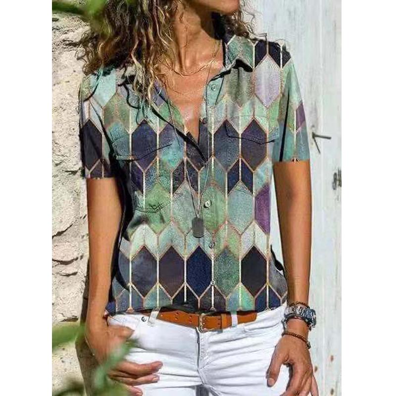 Short Sleeve Shirt Loose Blouses Tops 