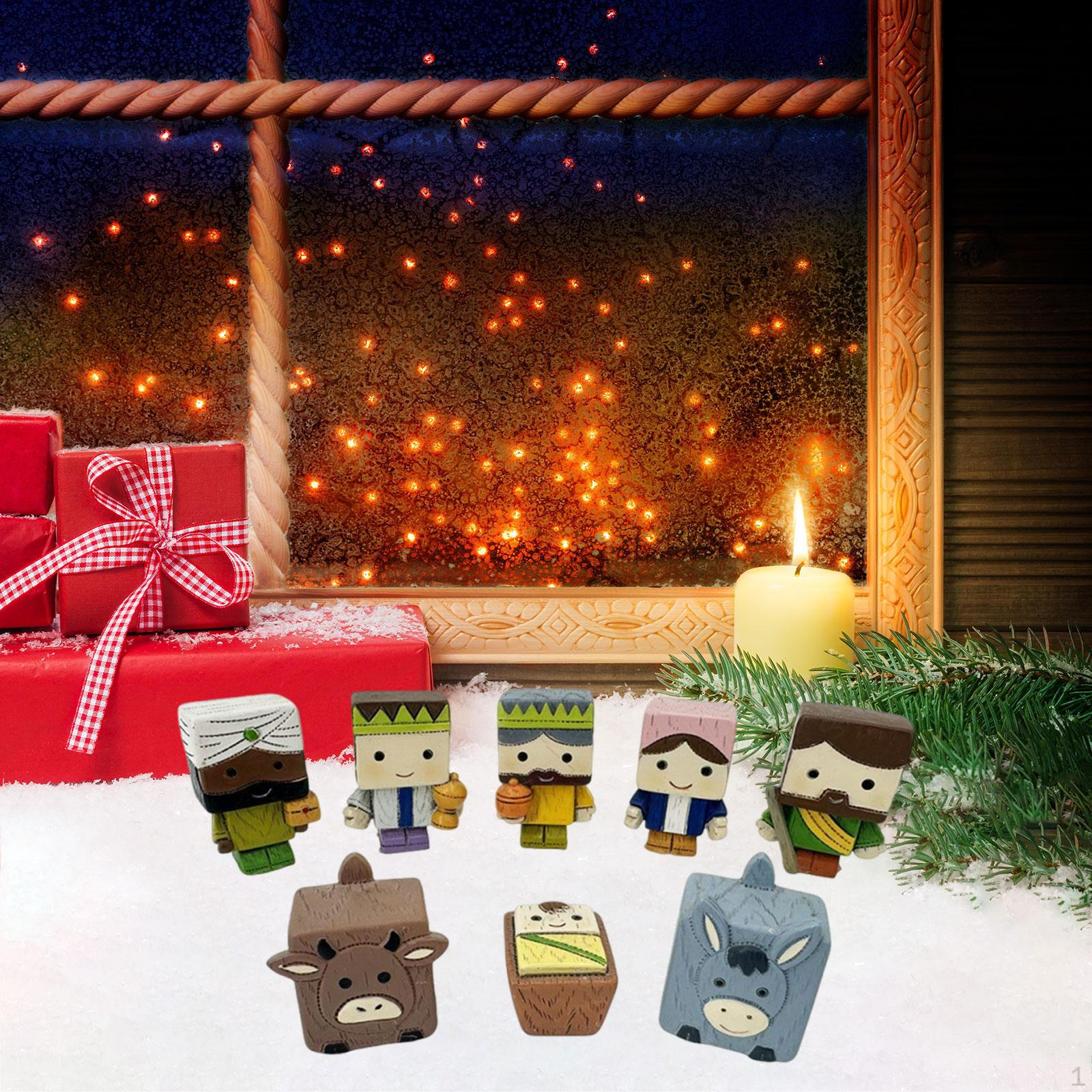 

8x Christmas Nativity Scene Figurine Set Cartoon Gift Religious Sculpture Desktop Decoration Resin