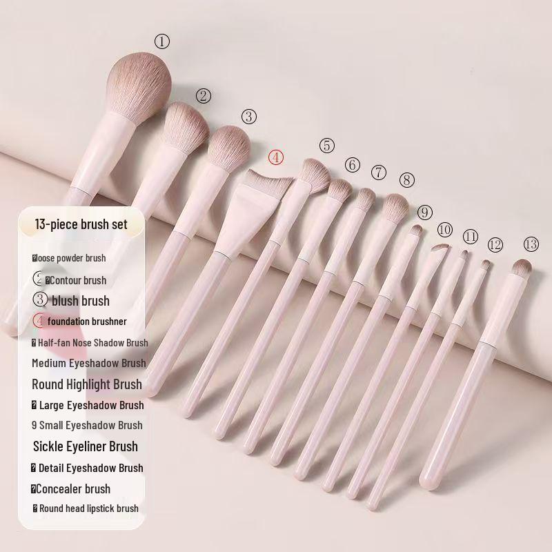 Peach Blossom Makeup Brush Set: Blush, Eyeshadow, Contour, Blending, Foundation Brushes.