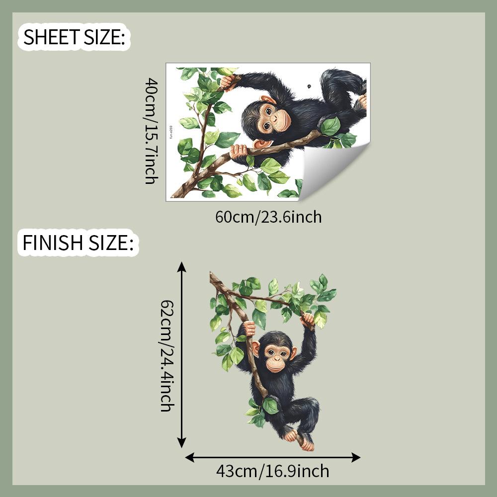 

Cartoon Monkey Climbing Tree Self Adhesive Wall Sticker for Bedroom Living Room Home Background Decor 40x60cm разноцветный