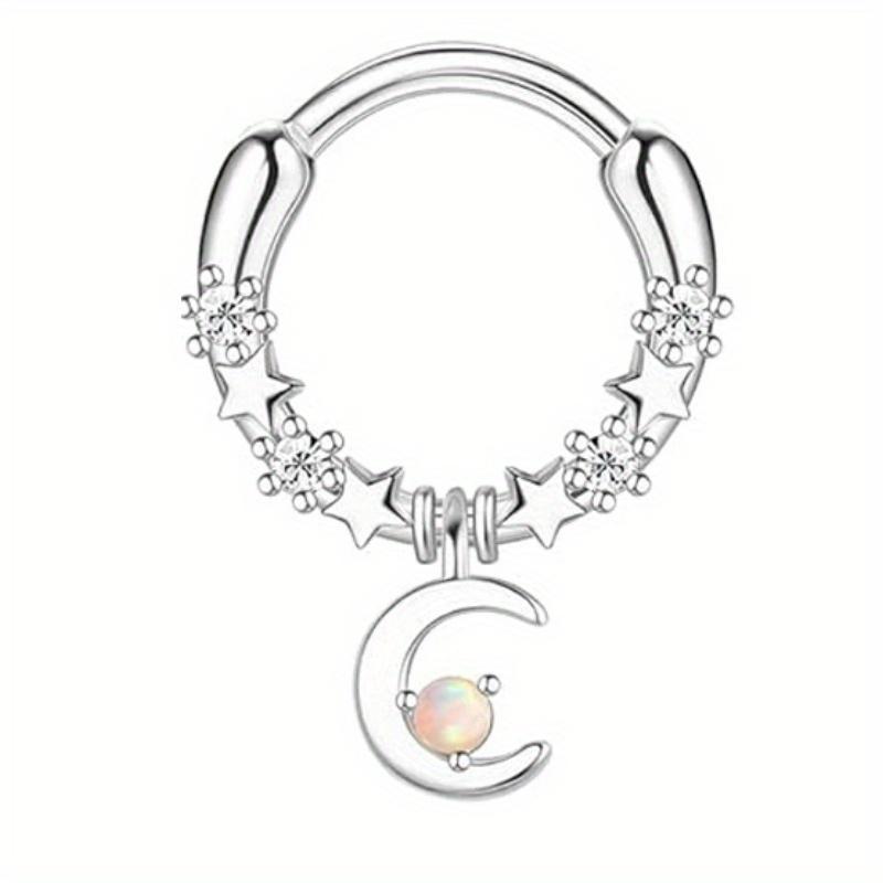 Drperfect Surgical Steel Septum Rings for Women Men Small Cute CZ Dangle Septum Nose Lip Helix Tragus Cartilage Piercing Zircon