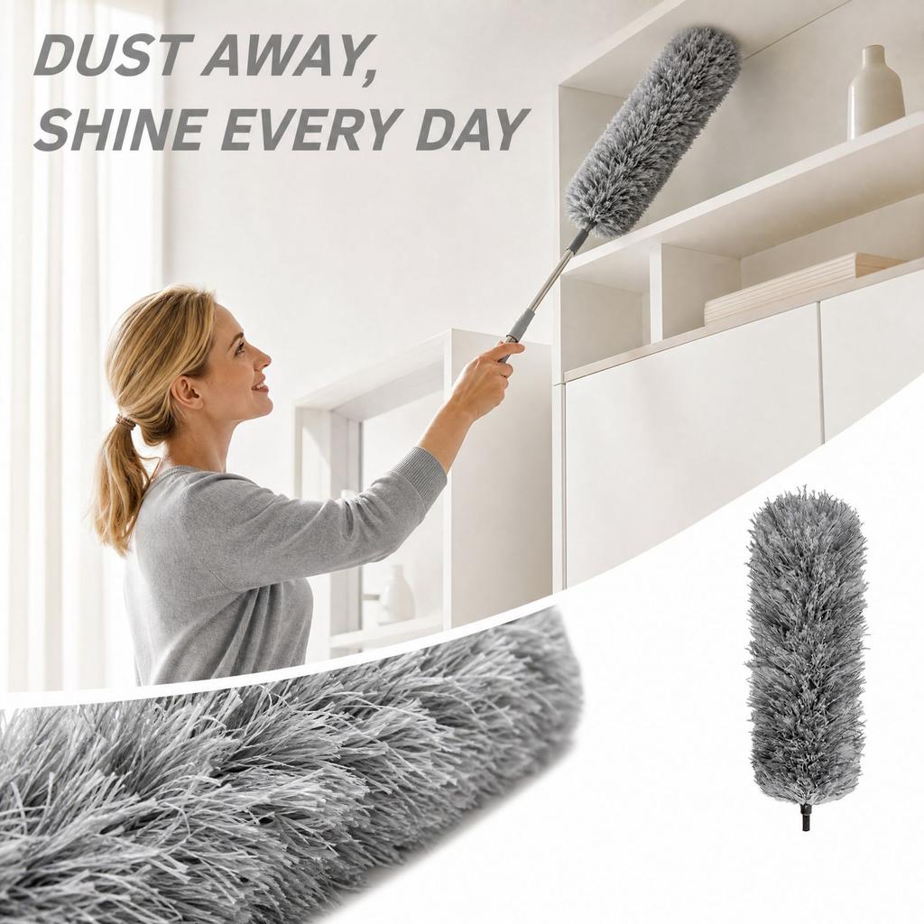 Extendable Duster with Handle for Cleaning - Adjustable Dusting Brush for Home Car