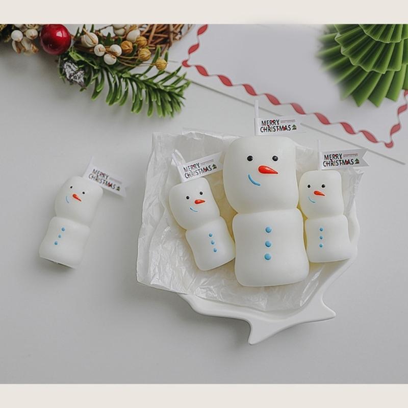 Holiday Snowman Candle Set 2Pcs Soybean Wax Blend Long Burning Festival Fragrances Decorative Storage Designs