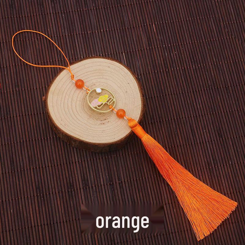 Colorful Clouds Chasing the Moon Tassel Pendant for Hanfu Qipao - 12CM Fan Lantern Jade Lapel Accessory