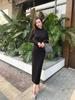 Elegant High-End Autumn Winter Dress: Warm, Semi-High Collar, Slimming Socialite Style