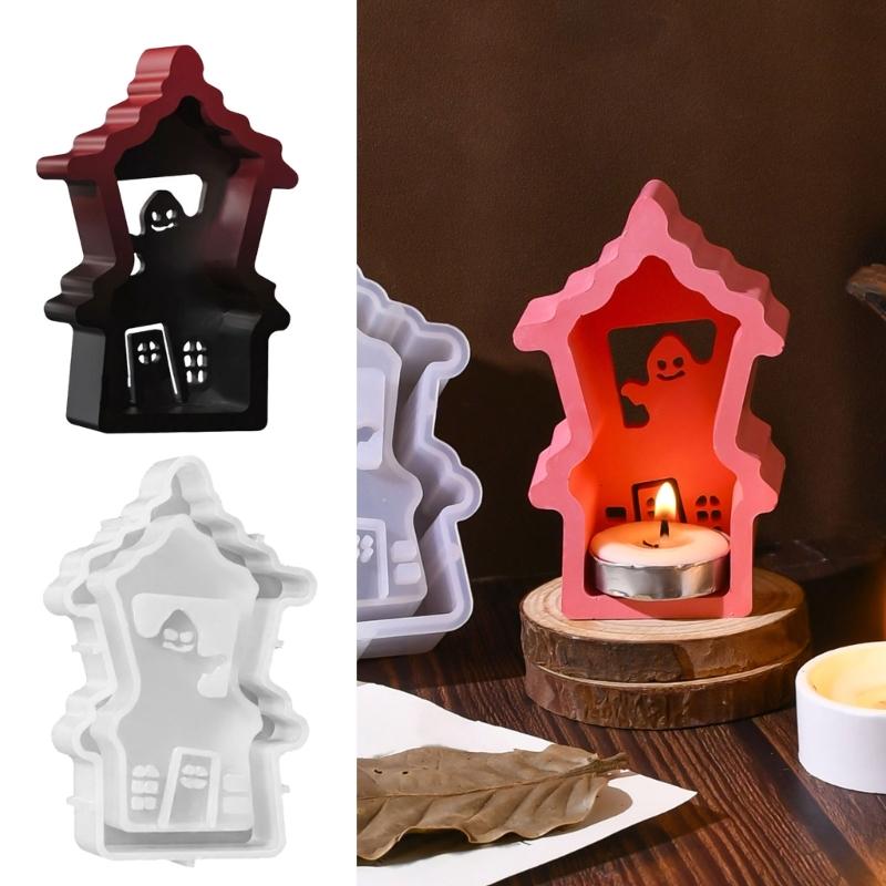 Food Safe Heat Resistant Silicone Craft Mould Create Hollow House Candle Holders Halloween Decoration