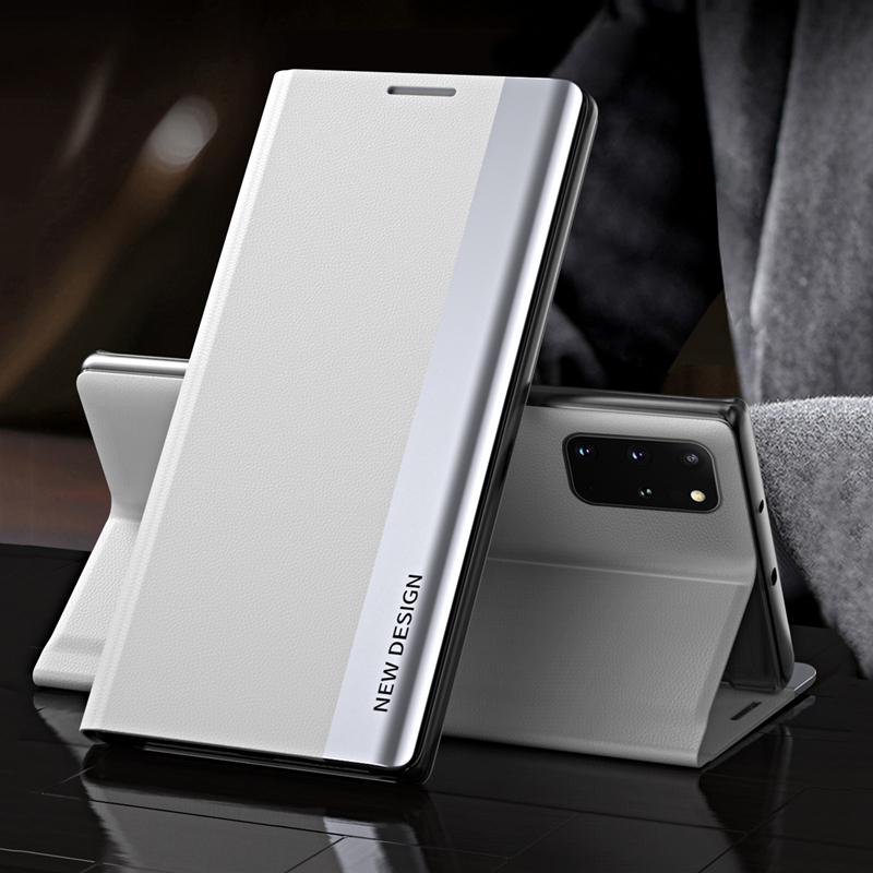 Suncase Custodia In Vera Pelle Per Xiaomi Redmi Note 8 Pro – Con Linguetta Di Estrazione E Chiusura Magnetica, Colore Bianco