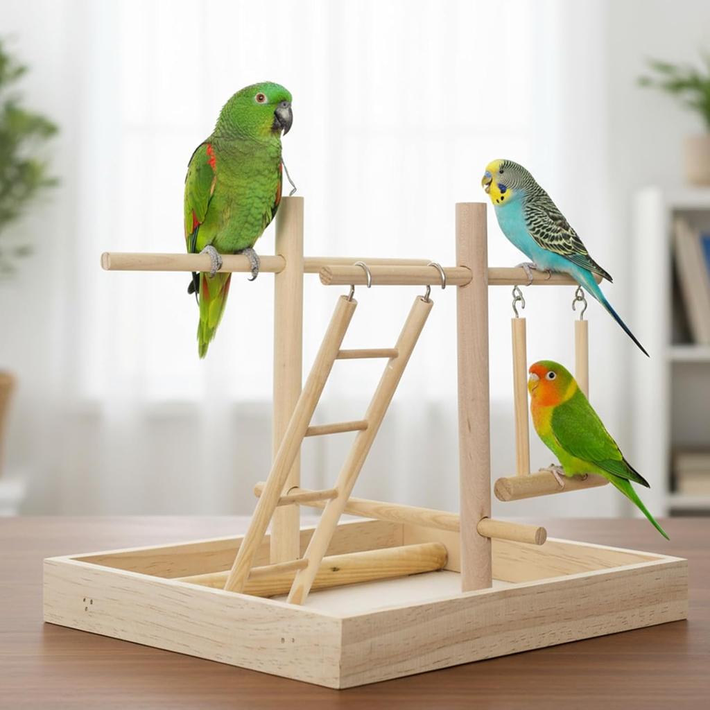 4Pcs Wooden Bird Ladder, Bird Ladder for Cage, Birds Toys for Parakeets Parrots Cockatoo Lovebirds Birdie, Wooden Ladders Basics Climbing