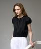 DEHEVE Puff Sleeve Ribbon Blouse [Black]