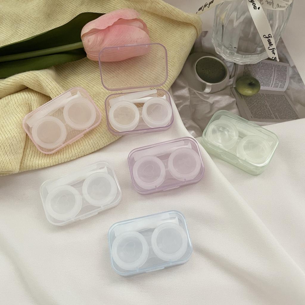 1pc Candy Color Minimalist Transparent Contact Lens Box Girls Contact Lens Case Companion Box Portable Contact Lenses Case