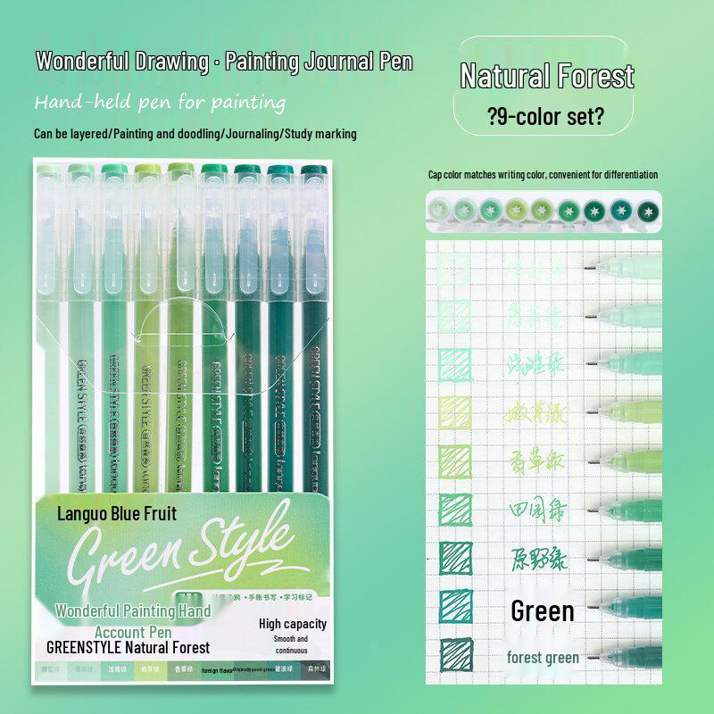 Morandi Color Large Capacity Blue Fruit Journal Pen - Colored Neutral Pen for Note-Taking and Highlighting