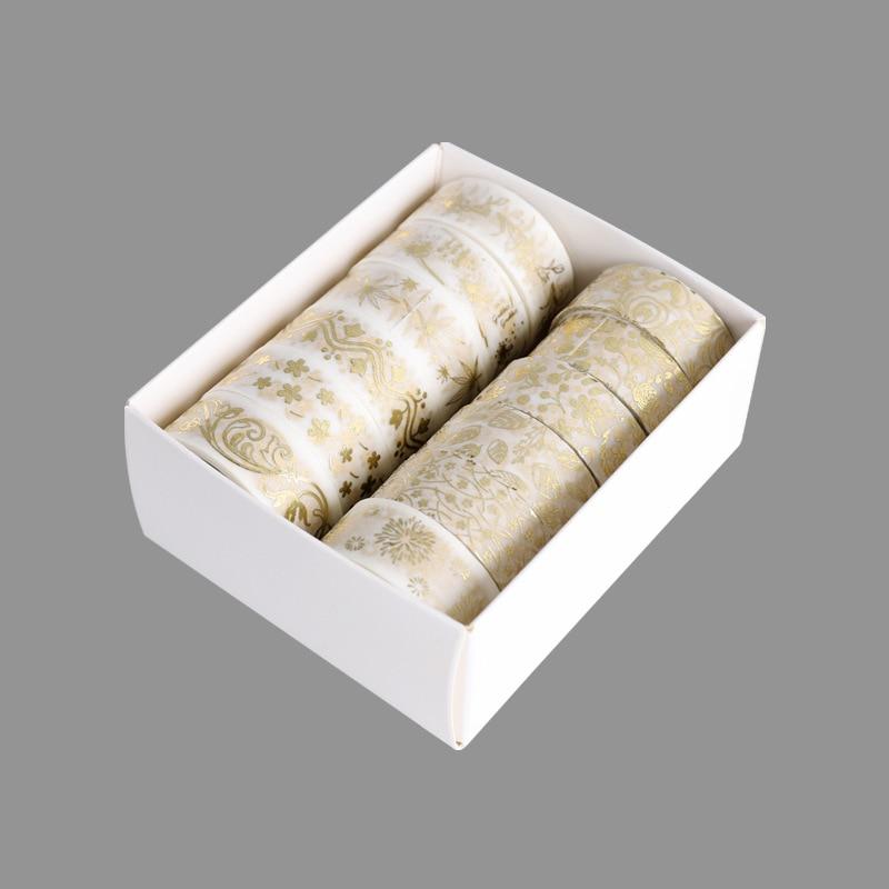 12 Rolls/Set Golden Plant Flower Washi Tape DIY Gold Foil Decorative Adhesive Tape Sticker Scrapbooking Diary Planner Stationery