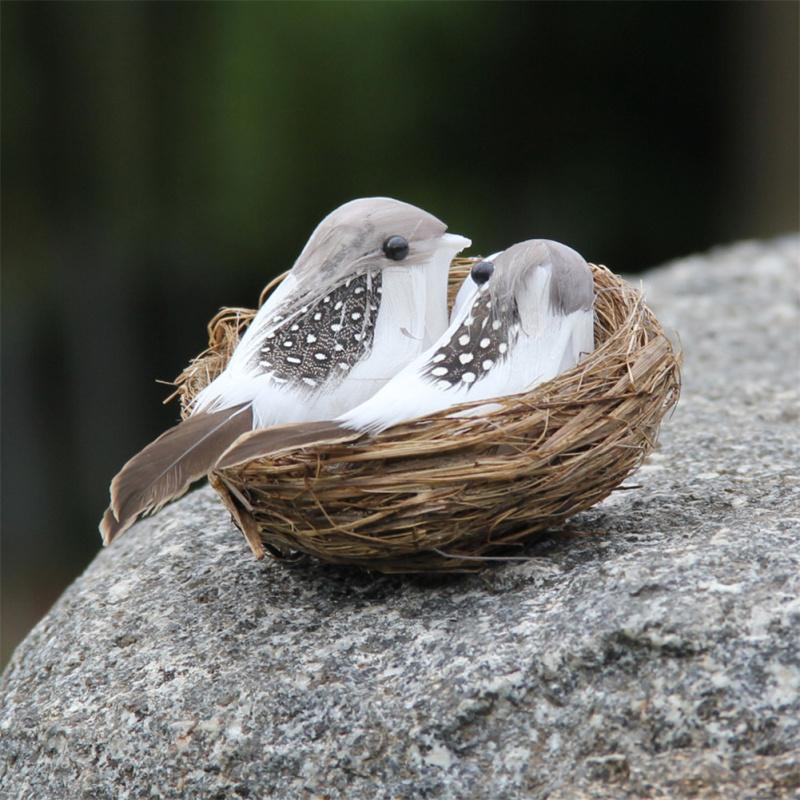 Realistic Artificial Bird Nest With Bird Eggs Car Ornament For Garden Party Lawn Decoration