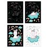 9pages Unicorn Mermaid Scratch Painting book with Wooden Pen Cartoon Magic Rainbow Color Scratch Card Back Coloring Art Gift JXB