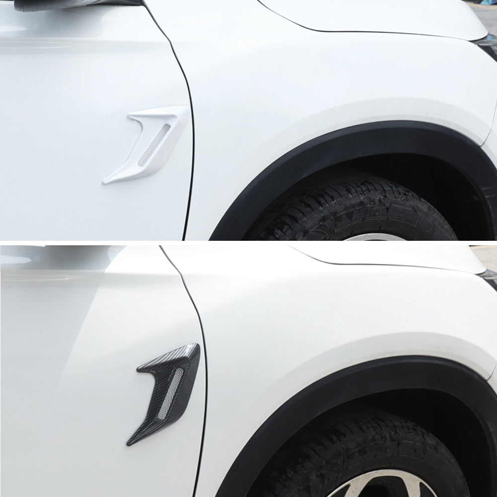 2 peças de plástico ABS para saída de ar lateral do carro, para-lama, entrada de ar, adesivo, simulação de saída de ar, decoração externa