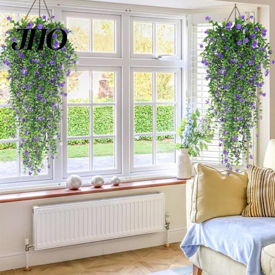 Long-lasting Plastic Flowers 1/2Pcs Hanging Artificial Flower Vine UV Resistant Faux Drooping Floral Plants Indoor Ivy Home Wedding Outdoor
