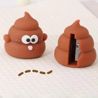 Cute Poop-Shaped Pencil Sharpener Mini PVC Sharpener with Manganese Steel Blade Portable Smooth Cutting