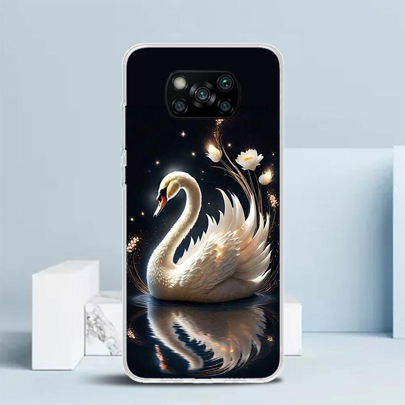 White Swan Grace Art Phone Case For Xiaomi Poco F7 Ultra X5 X6 X7 Pro M7 Redmi 15C 15 13C 13 12C 12 10C 10 10A 9 9C 9A 9T Cover