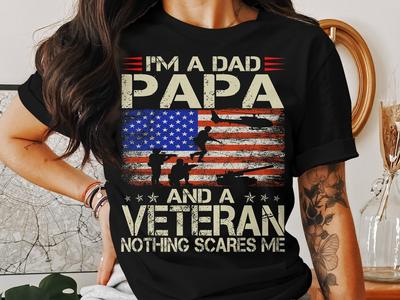 Proud Veteran Dad T-Shirt, USA Flag Patriotic Apparel