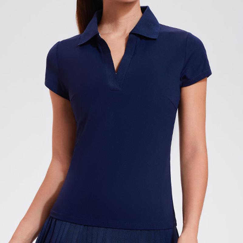Cai Jue Women's Quick-Dry Polo Shirt - Short Sleeve, Cool Turn-Down Collar for Sports, Badminton, Tennis