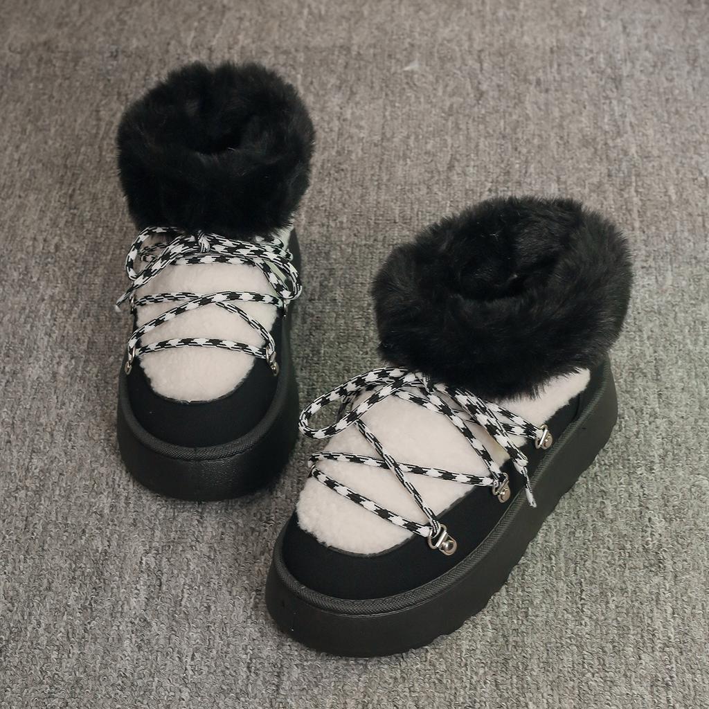 Women's Winter Snow Boots Not Tired Feet Thick Soles Non-slip Cold Padded Lining Thickened Warm Home Outdoor Travel Cotton Shoes