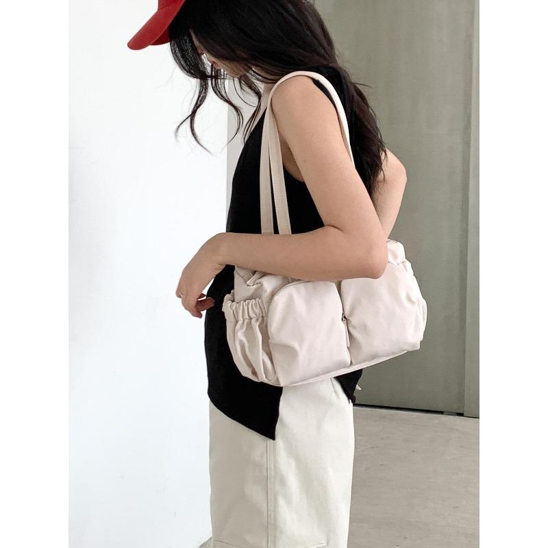 

Новая портативная женская сумка через плечо на молнии, легкая, многокарманная, для отдыха, нишевого дизайна, нейлоновая, для поездок на работу, женская бежевый