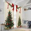 2pcs,2D Plane Printing Curtain Fabric Christmas Decorations Holiday Festive (2) Durable 100% Polyester Fabric (without Rod)