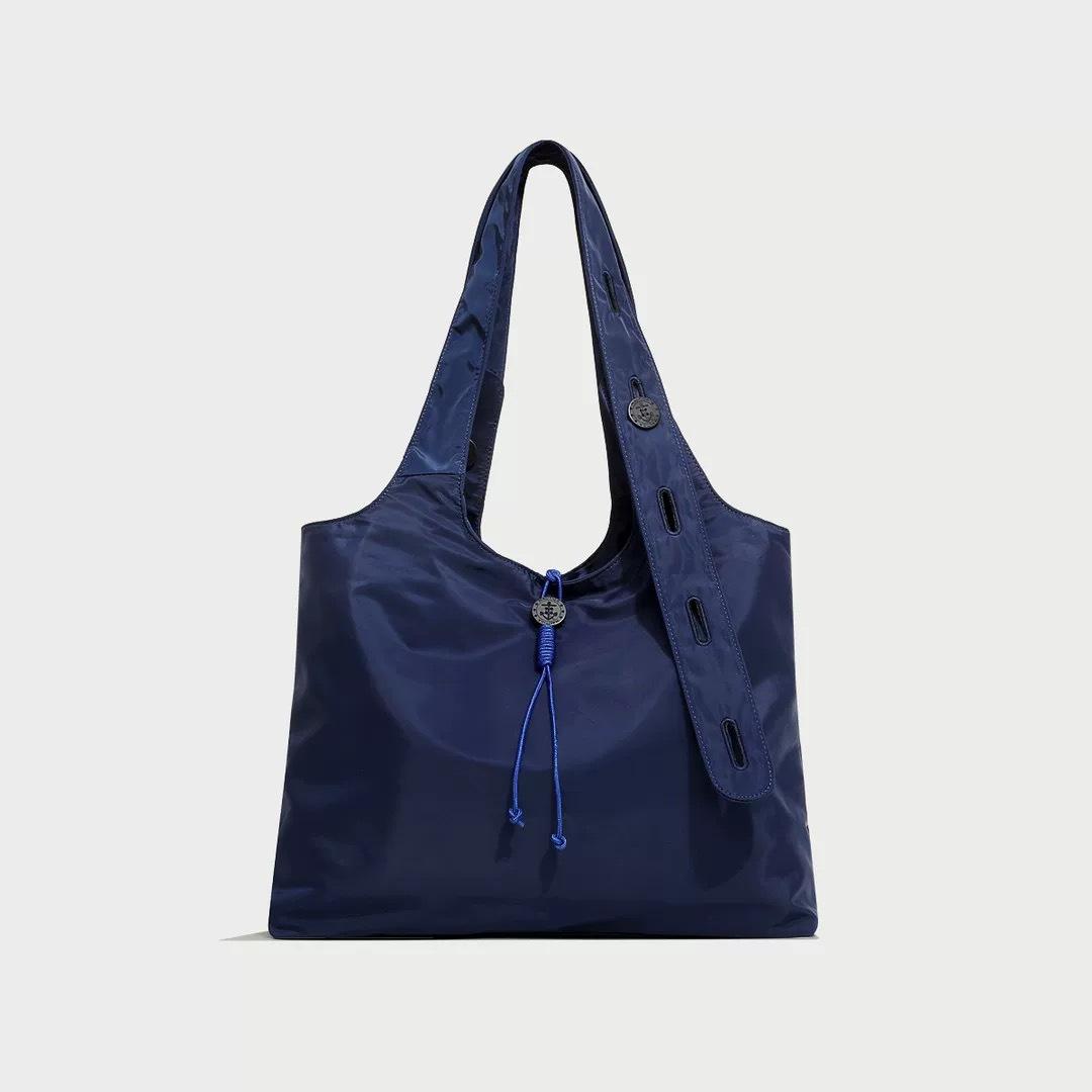 

Новая модная универсальная темно-синяя нейлоновая наплечная портативная сумка-тоут большой вместимости, повседневная уличная сумка синий