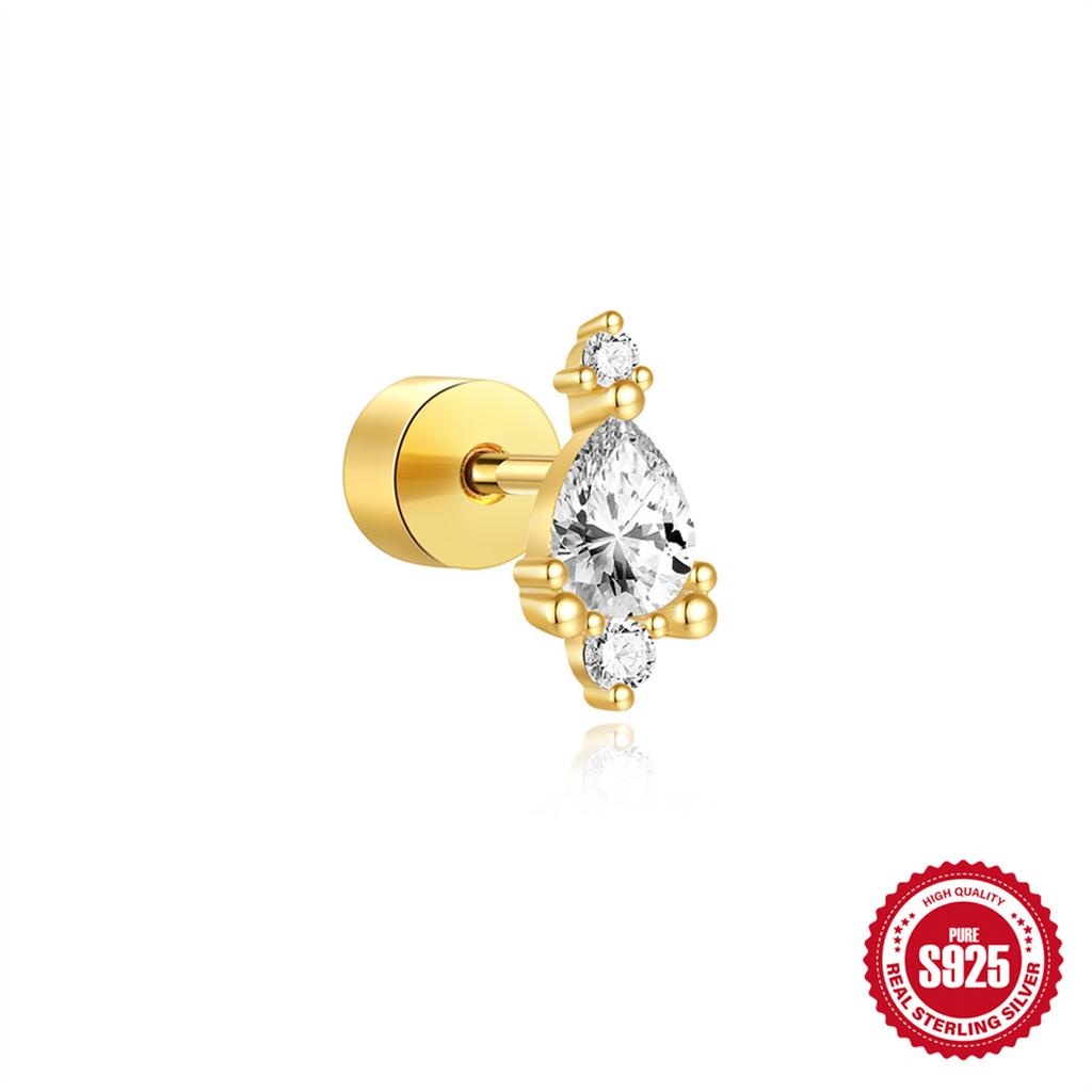 S925 Sterlingsilber Täglich Vielseitig Geometrisch Mit Diamanten Besetzt Knorpel Spirale Dickboden Flache Rückseite Piercing Ohrringe Ohrringe Frauen