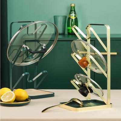Iron Pot Lid Rack Household Kitchen Organizer Rack Pot Lid Shelf Spoon Holder Multi-layer Pan Cover Stand Storage Accessories
