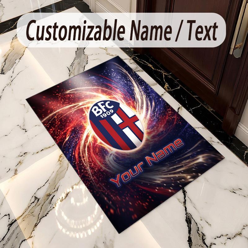 Crystal Velvet Rug Bologna FC Print Custom Name Text Floor Mat Home Decor