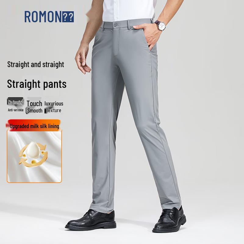 Romon Men's Lightweight Business Casual Stretch Trousers