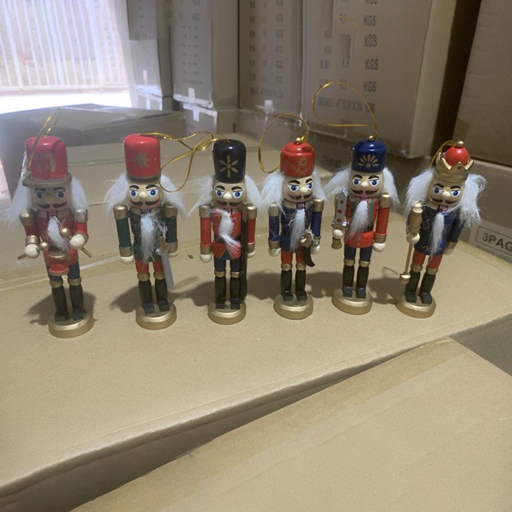 6 Stück Weihnachts-Nussknacker-Ornamente, Hölzerne Nussknacker, Hängende Dekorat