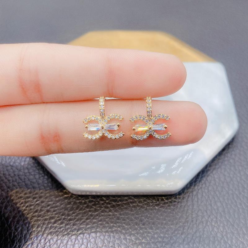 Ohrringe mit Mikro-Intarsien-Diamanten, Silbernadel-Ohrringe, modisch, trendig, einfach und kompakt, neue Ohren