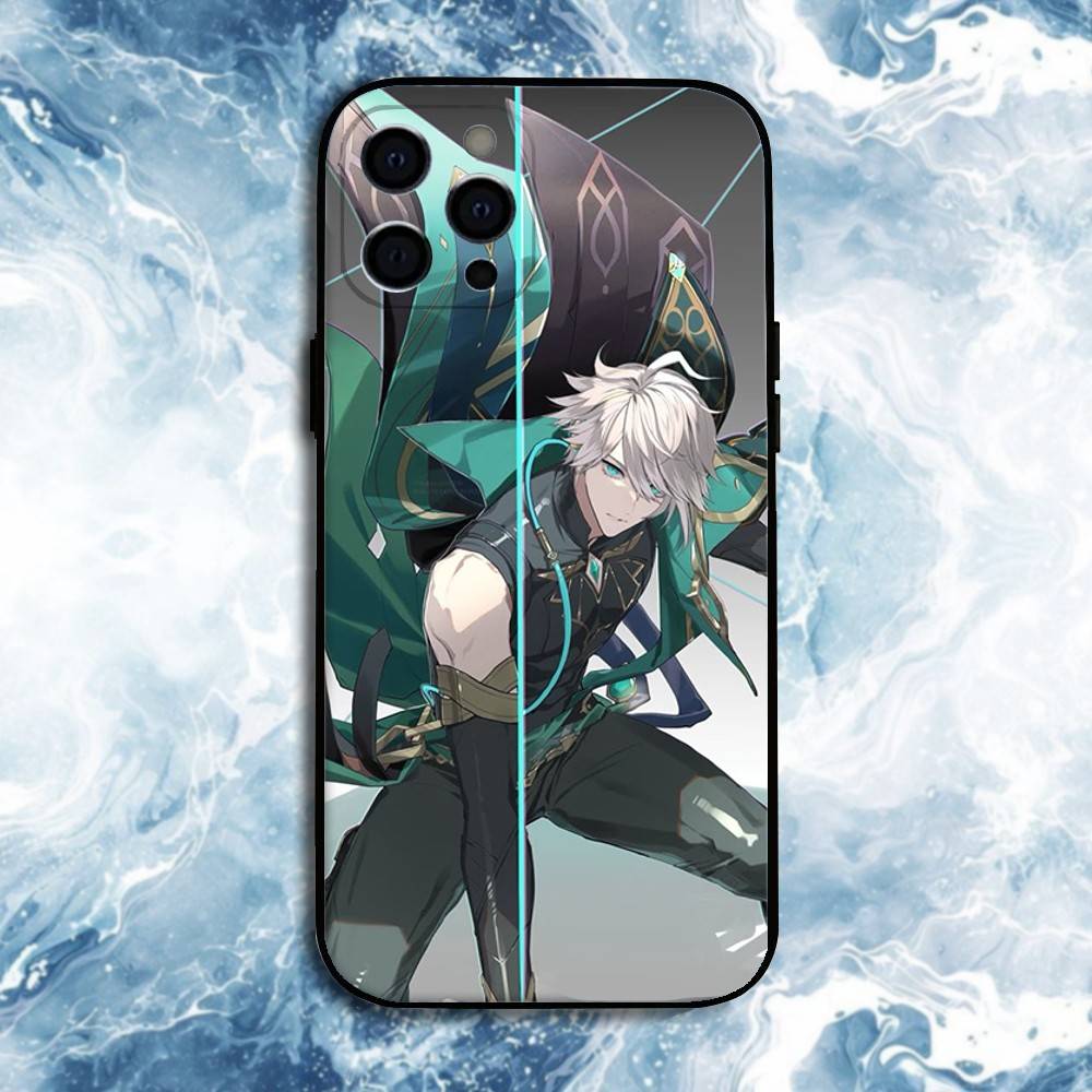 Genshin Alhaitham Phone Case For iPhone17,16,15,14,13,12,11 Plus,Pro Max, Soft Silicone Black Cover