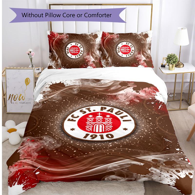 FC St. Set Lenzuola 3 Pezzi Stampato Calcio Pauli, Confortevole Set Copripiumino per Camera da Letto Amico della Pelle