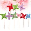 18pcs Cake Toppers Mini Pinwheel Cupcake Picks Adorable Party Food Decor Birthday Baby Shower Wedding Toothpick Windmill