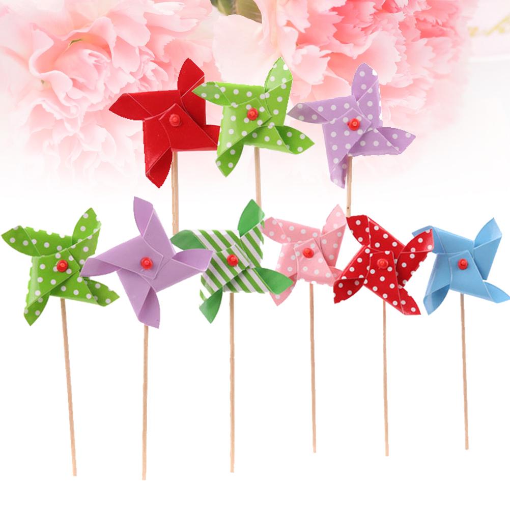 18pcs Cake Toppers Mini Pinwheel Cupcake Picks Adorable Party Food Decor Birthday Baby Shower Wedding Toothpick Windmill