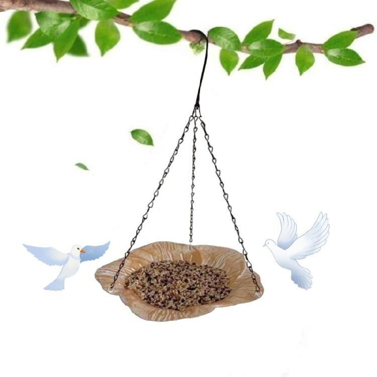 Large Capacity Bird Feeders Flower Shaped Tray Birdwatching Hook and Chain