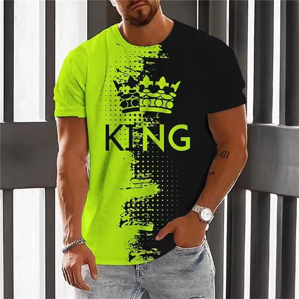 Summer men s print 3Dt shirt, casual fashion fitness street wear lightweight breathable quick drying short-sleeved crewneck top S