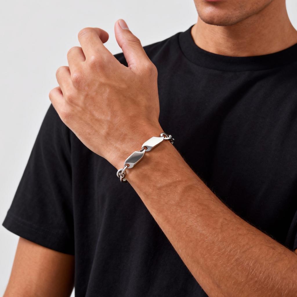 Handmade Stainless Steel Twisted Bracelet Silver Color Punk Style Cool Wristband for Women And Men