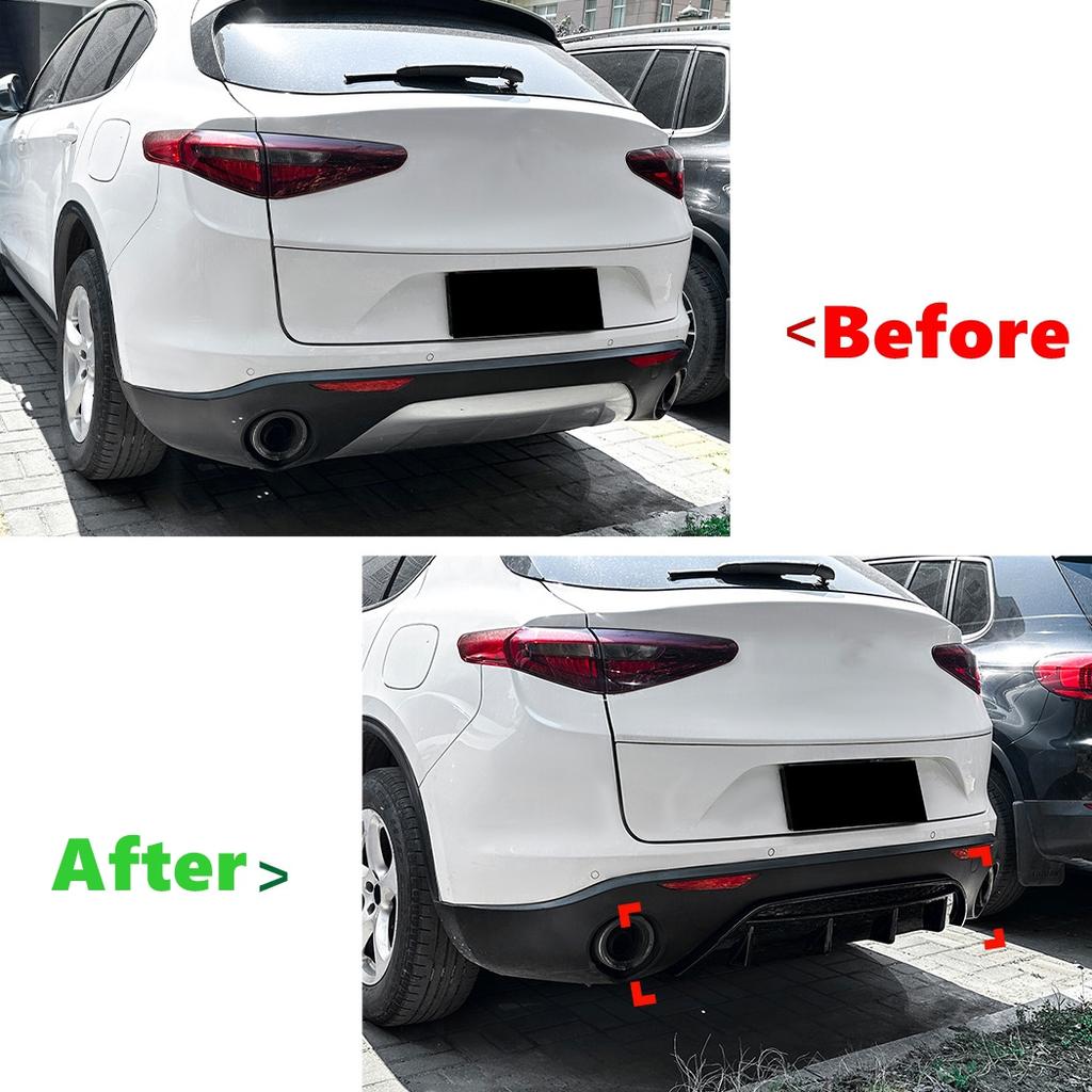 Car Rear Bumper Diffuser Lip Splitters Spoiler Rear Bumper Protector Guard For Alfa Romeo Stelvio 2017-2025