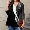 Women's Plus Size Fashion Printed Casual Pleated Round Neck Long Sleeve Top