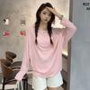 Summer Women's Batwing Long Sleeve T-Shirt Thin O Neck Loose Fit Tshirts Air Conditioner Shirt Casual Sun Protection Tee Tops