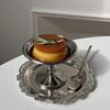 Retro Stemmed Dessert Cup Stainless Steel Dessert Plate Cake Tray Ice Cream Pudding and Milk Jelly Bowl Tall Cup Cute Plates
