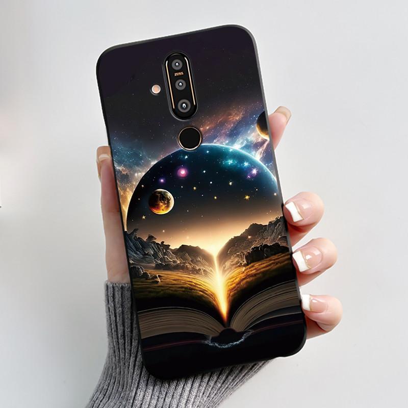 Case For Nokia 8.1 Plus/Nokia X71 Phone Casing Vast Grasslands With Beautiful WildFlowers Pattern Soft Black Anti-Scratch Case