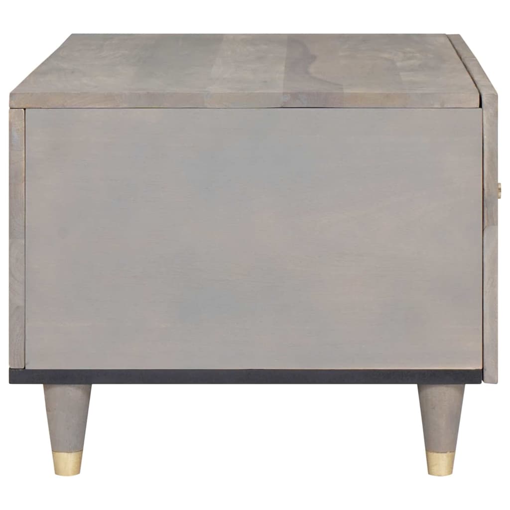 Coffee Table Gray 80 X 50 X 40 Cm Solid Mango Wood