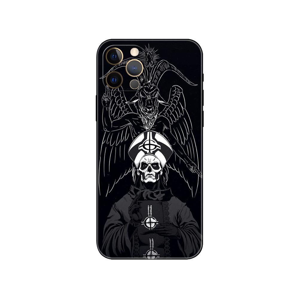 Black tpu case for iphone 5 5s se 2020 6 6s 7 8 plus x 10 XR XS 11 12 13 mini pro MAX back cover Pentagram 666 Demonic Satanic