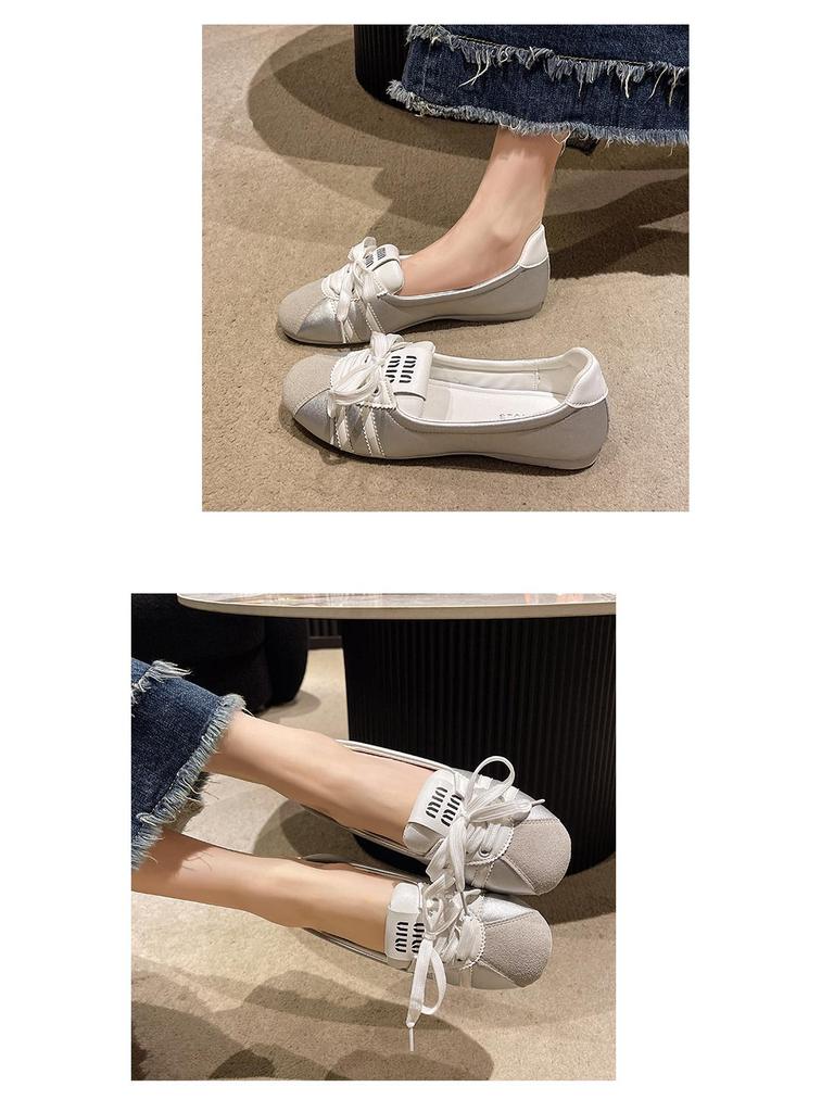 Women's French Ballet Flats: 2024 Summer Lace-up White Slip-on, Breathable Fashion Flats